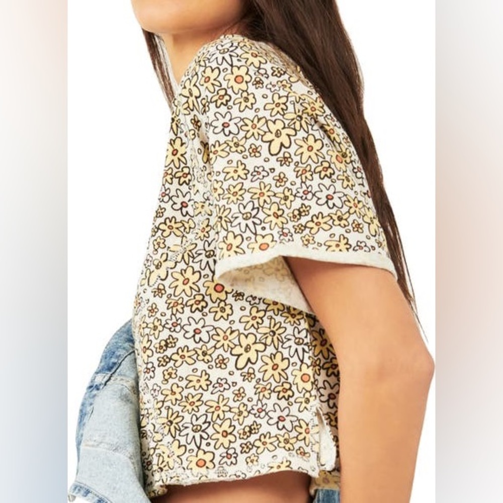 🌟FREE PEOPLE We the Free Sammie Stripe Crop Cotton Raglan Tee-Size XSmall  NWT